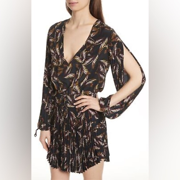 A.L.C Rory V-neck Pleated Silk Dress Size 8 - Picture 1 of 11